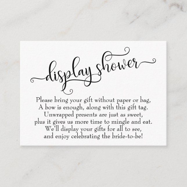 Elaborate Script Display Bridal Shower Gift Card (Front)