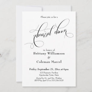 Elaborate Typography Simple Rehearsal Dinner Invitation