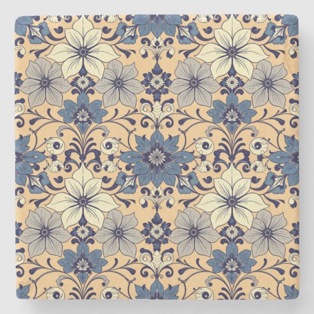Elaborate Vintage Tile Design  Stone Coaster (Front)