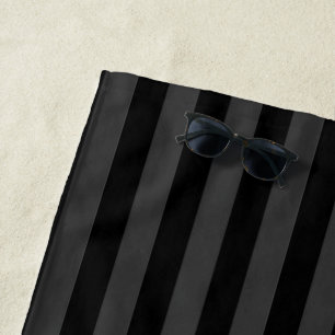 Elagnat Black & Smoky Black Vertical Stripes Beach Towel