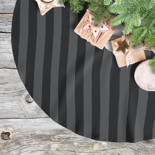 Elagnat Black & Smoky Black Vertical Stripes  Brushed Polyester Tree Skirt