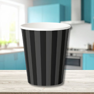 Elagnat Black & Smoky Black Vertical Stripes Paper Cups