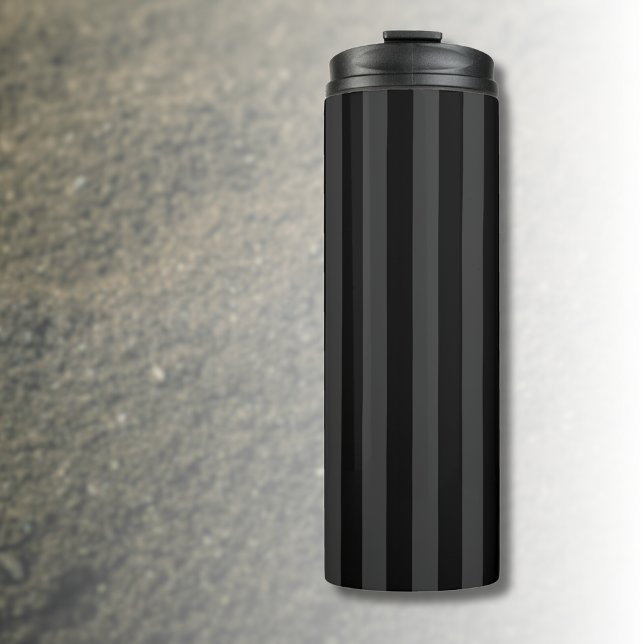 Elagnat Black & Smoky Black Vertical Stripes  Thermal Tumbler (Creator Uploaded)