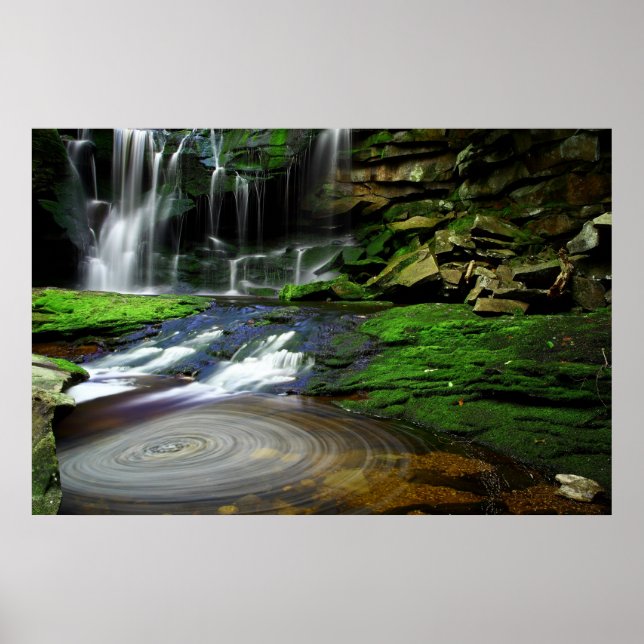 Elakala Waterfalls Swirling Pool Mossy Rocks Poster (Front)