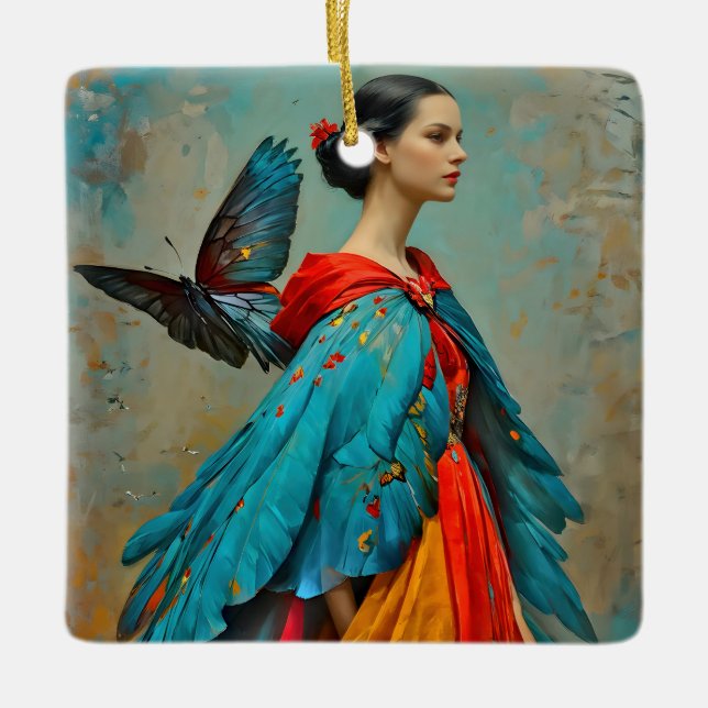 “Elaris”  -  Feathers of Becoming Ceramic Ornament (Front)