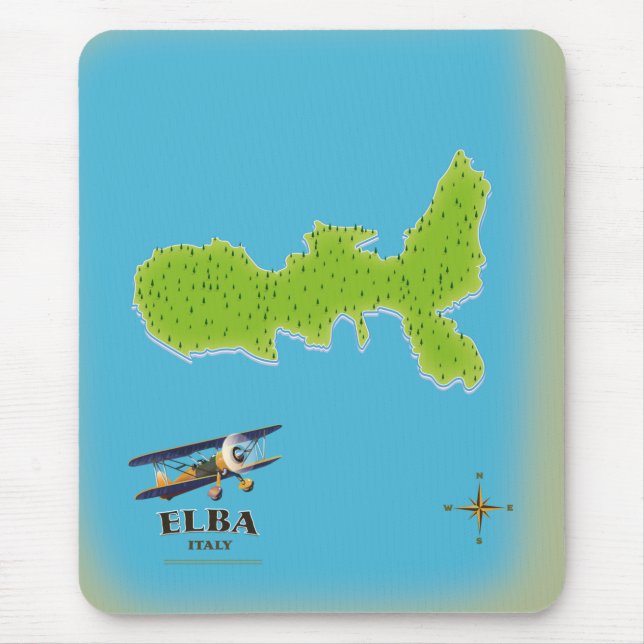Elba Italy map travel poster Mouse Pad (Front)
