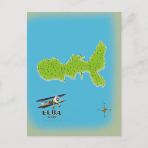 Elba Italy map travel poster Postcard