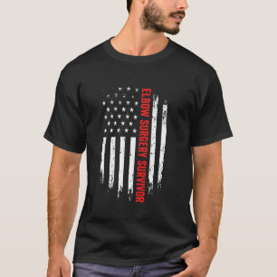 Elbow Arm Surgery Survivor American Flag Recovery  T-Shirt