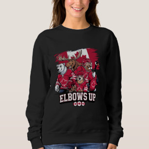 Elbow Up Canada Canadian Beaver Moose Hockey Team  Sweatshirt
