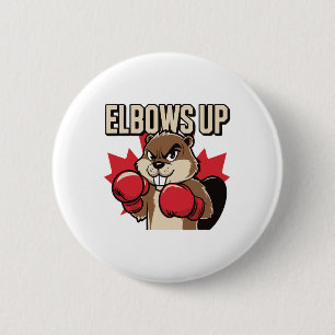 Elbows Up Beaver Boxing Proud Canadian Strong Cana 6 Cm Round Badge