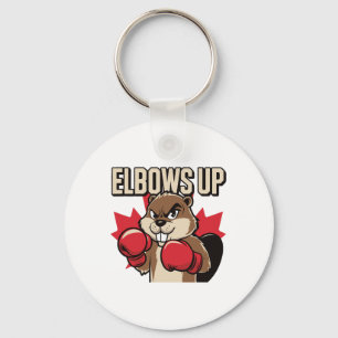 Elbows Up Beaver Boxing Proud Canadian Strong Cana Key Ring