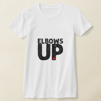 ELBOWS UP Bold Distressed Typography T-Shirt