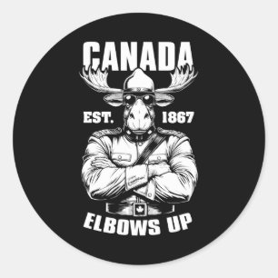 Elbows Up Canada 1867 Funny Canadian Proud Mountie Classic Round Sticker