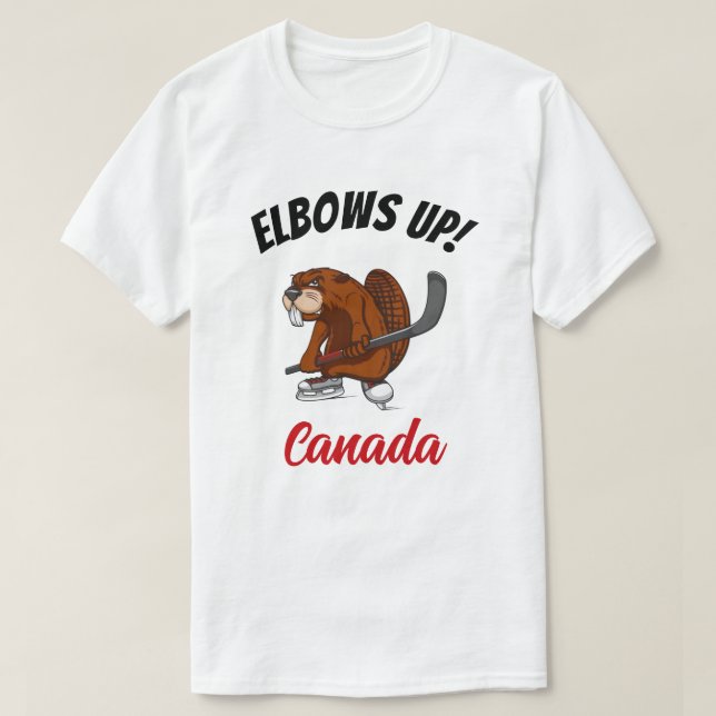 Elbows Up! Canada beaver T-Shirt (Design Front)