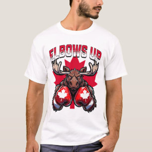 Elbows Up Canada Boxing Moose Maple Leaf Canadian  T-Shirt