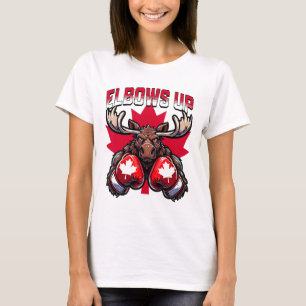 Elbows Up Canada Boxing Moose Maple Leaf Canadian T-Shirt