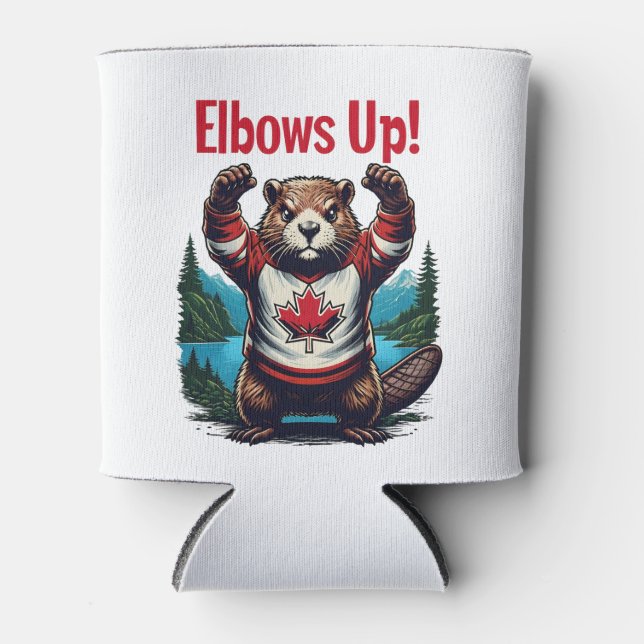 Elbows Up Canada Can Cooler (Front)
