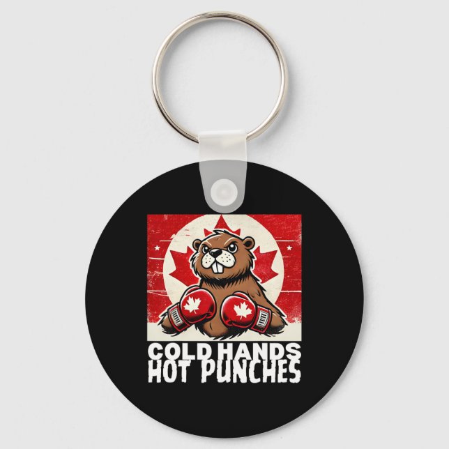 Elbows Up Canada Canadian Counter Tariffs Beaver B Key Ring (Front)