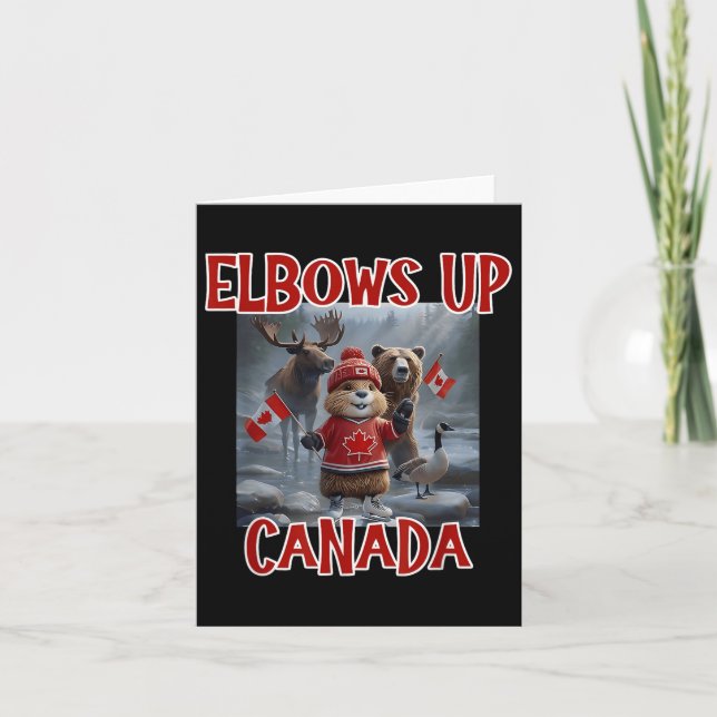 Elbows Up Canada Est 1867 Proud Canadian Strong Ca Card (Front)