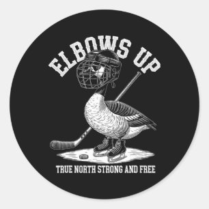 Elbows Up Canada Funny Hockey Classic Round Sticker