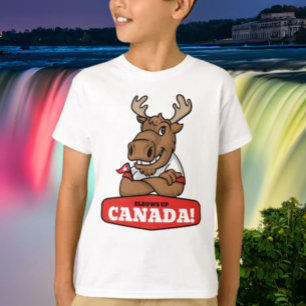 Elbows Up Canada! Funny Moose Holding Flag Kids' T-Shirt