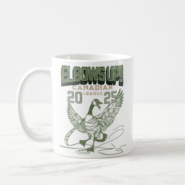 Elbows UP! Canada Goose Canadian Hockey Culture Coffee Mug (Left)