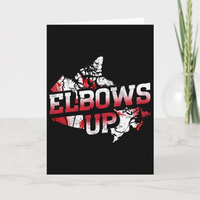 Elbows Up Canada Proud Canadian Hockey Canadian Ma Card (Front)