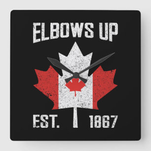 Elbows Up Canada True North Strong Proud Canadian Square Wall Clock