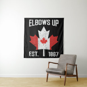 Elbows Up Canada True North Strong Proud Canadian Tapestry