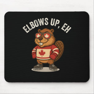 Elbows Up Eh Beaver Maple Leaf Shirt Funny Hockey Mouse Pad