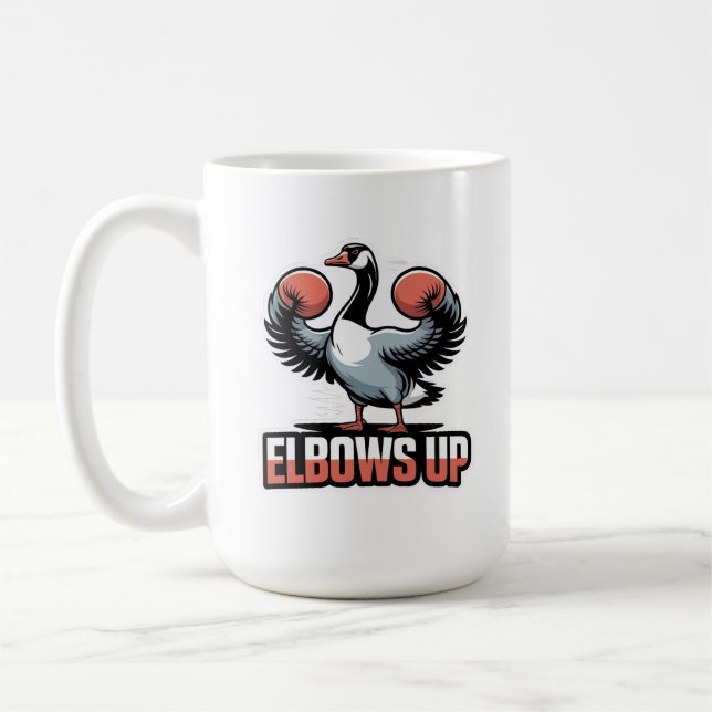 Elbows Up – Fighting Canadian Goose Coffee Mug (Left)