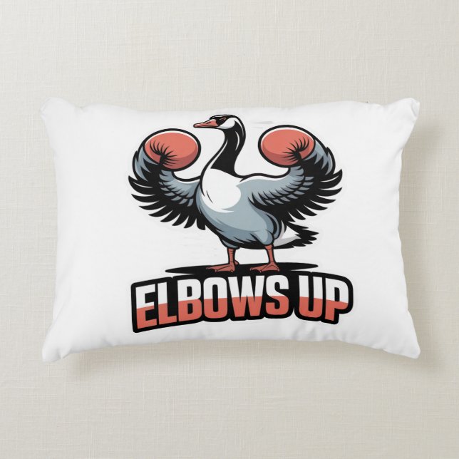 Elbows Up – Fighting Canadian Goose Decorative Cushion (Front)