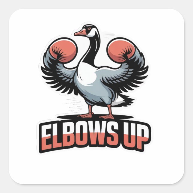 Elbows Up – Fighting Canadian Goose Square Sticker (Front)