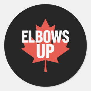 Elbows Up Funny Canadian Maple Leaf  Classic Round Sticker