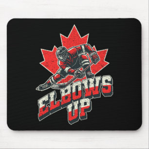 Elbows Up Hockey Player Maple Leaf Canadian Athlet Mouse Pad