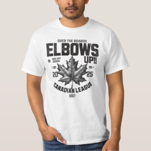 Elbows UP! Over the Boards Canadian Hockey Culture T-Shirt