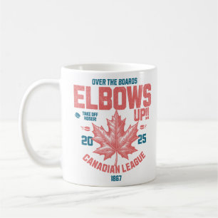 Elbows UP! Over the Boards Canadian League Hockey  Coffee Mug
