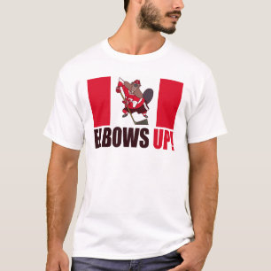 Elbows Up Quote Hockey Playing Beaver Flag T-Shirt