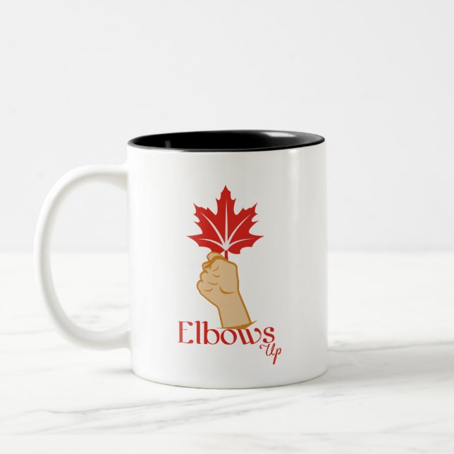 Elbows Up T-Shirt Two-Tone Coffee Mug (Left)