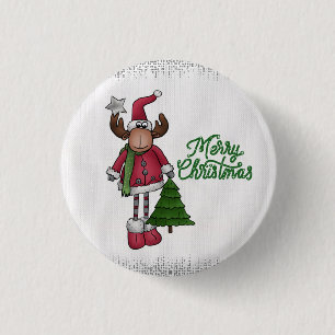 Elch mit Baum  3 Cm Round Badge