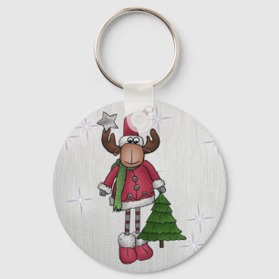 Elch mit Baum Key Ring