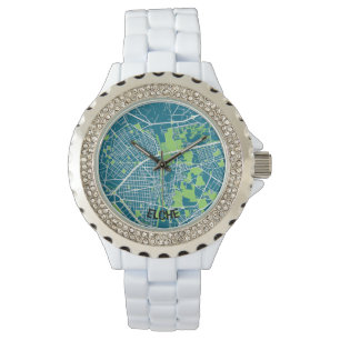 Elche minimalist map clock - Blue-green Watch