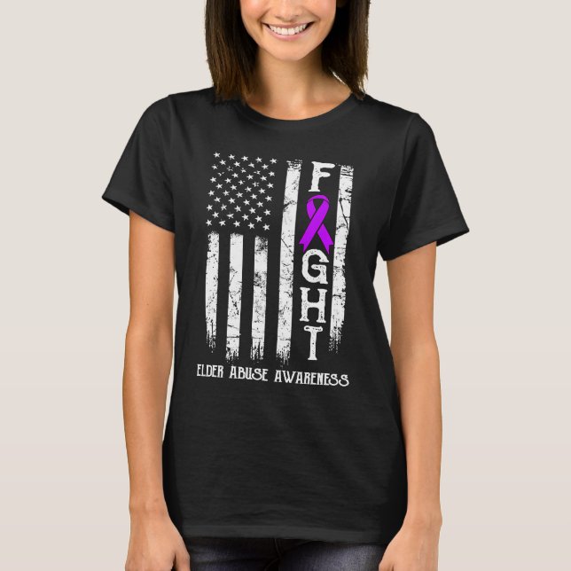 Elder Abuse Warrior US Flag T-Shirt (Front)