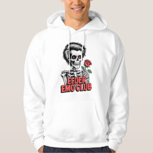 Elder Emo Club Skeleton Holding Rose Design Hoodie