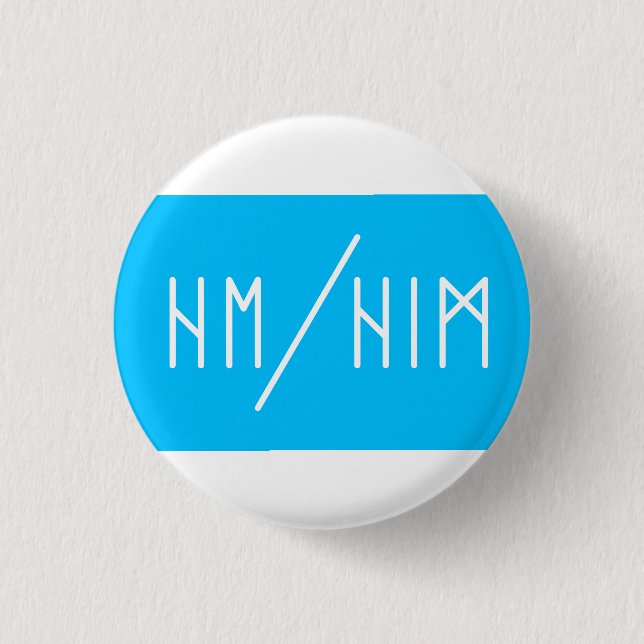 Elder Futhark He/Him Pronouns 3 Cm Round Badge (Front)