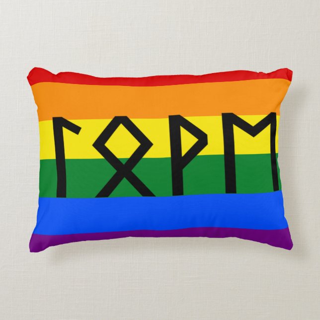 Elder Futhark Love Pride Flag Decorative Cushion (Front)