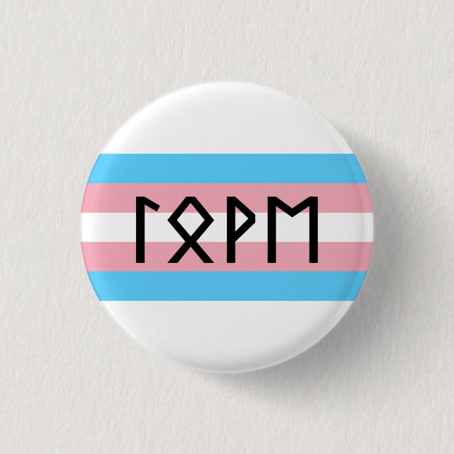 Elder Futhark Love Trans Flag 3 Cm Round Badge (Front)