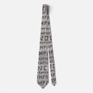 Elder Futhark Pattern on birch texture Tie