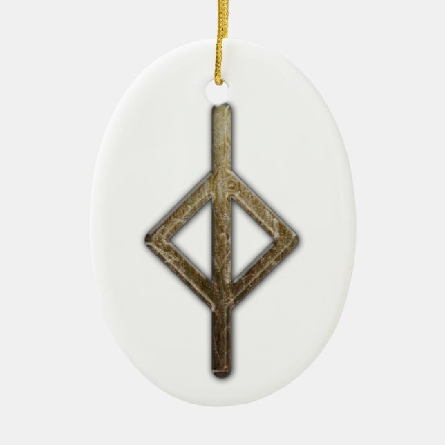 Elder Futhark Rune Jera Ceramic Ornament (Front)