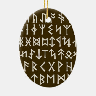 Elder Futhark Runes Ceramic Ornament
